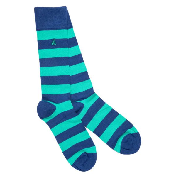 SWOLE PANDA - LIME GREEN SRIPED BAMBOO SOCKS - DAMEN SOCKEN - 37-40