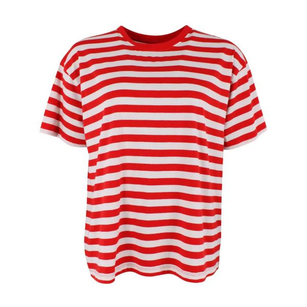 DANEFAE - DANEBASIC BOXY TEE - GESTREIFTES DAMEN KURZARMSHIRT - LILLA