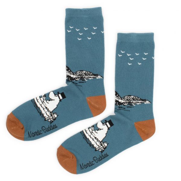 NORDIC BUDDIES - MOOMINPAPA MEN SOCKS - MOOMINTROLL BOATING PETROL GRÖSSE 40-45