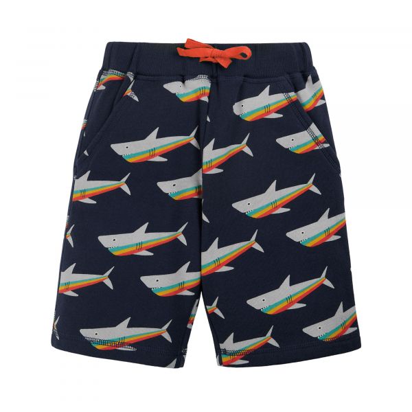 FRUGI - SAMSON SHORTS - KURZE SWEAT HOSE - INDIGO RAINBOW SHARKS