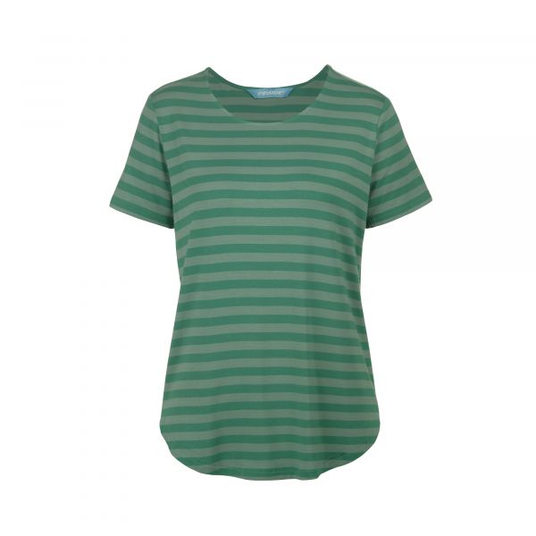 FINSIDE - MEKKOLI - OVERSIZE DAMEN SHIRT AUS GESTREIFTEM BAMBUSJERSEY - GREEN BAY/DEEP GRASS